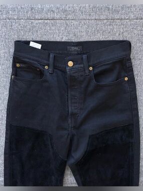 Polo Ralph Lauren 100% Calf Leather Suede Front Panel Double Knee Pants Size 28